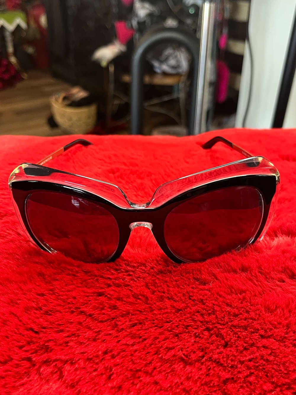 Dolce & Gabbana Black and Clear Cat-Eye Sunglasses